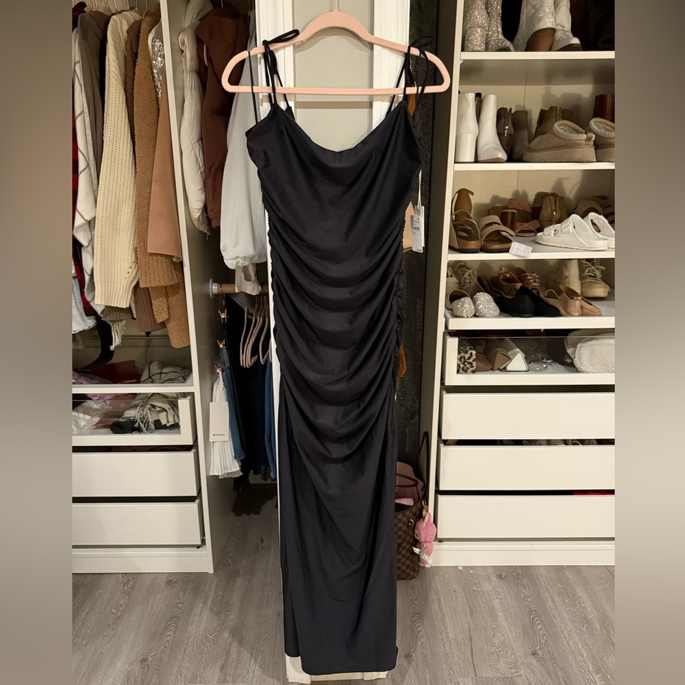 Good American Ruched Satin Slip Dress in size XL *NWT*